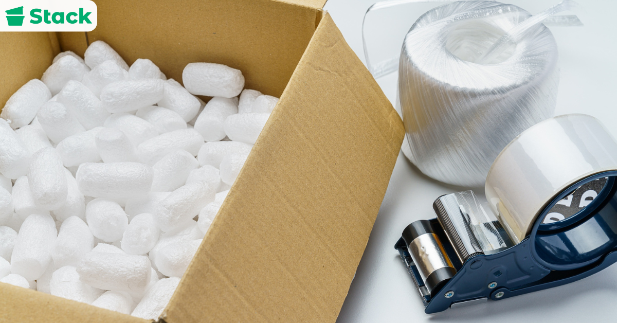 Packing materials arranged to show the best way to pack for moving